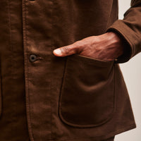 Evan Kinori Three Pocket Jacket, Dark Brown Organic Cotton Moleskin