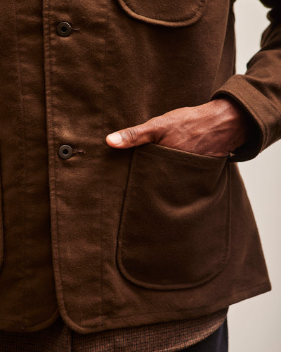 Evan Kinori Three Pocket Jacket, Dark Brown Organic Cotton Moleskin