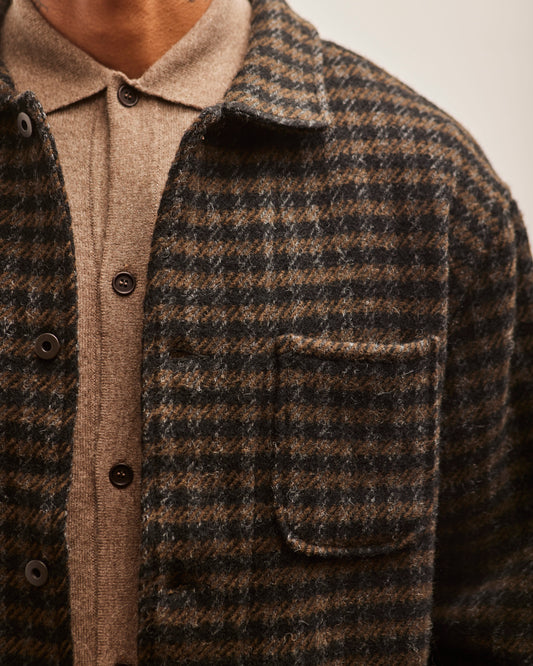 Evan Kinori Three Pocket Jacket, Heavy Brushed Wool Check