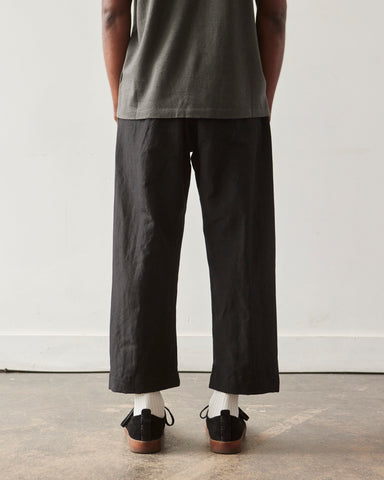 Evan Kinori Tropical Wool/Linen Canvas Elastic Pant, Black