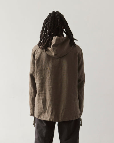 Evan Kinori Tumbled Linen Anorak, Olive