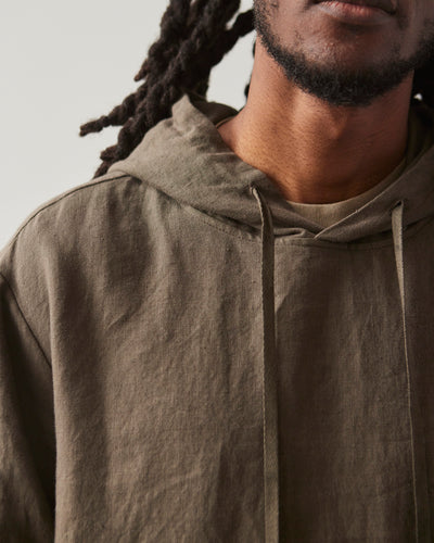 Evan Kinori Tumbled Linen Anorak, Olive