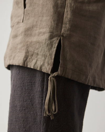 Evan Kinori Tumbled Linen Anorak, Olive