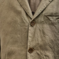 Evan Kinori Tumbled Linen Three Button Jacket, Dark Beige