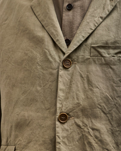 Evan Kinori Tumbled Linen Three Button Jacket, Dark Beige