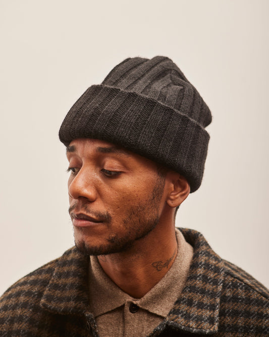 Evan Kinori Two-Ply Knit Cap, Black