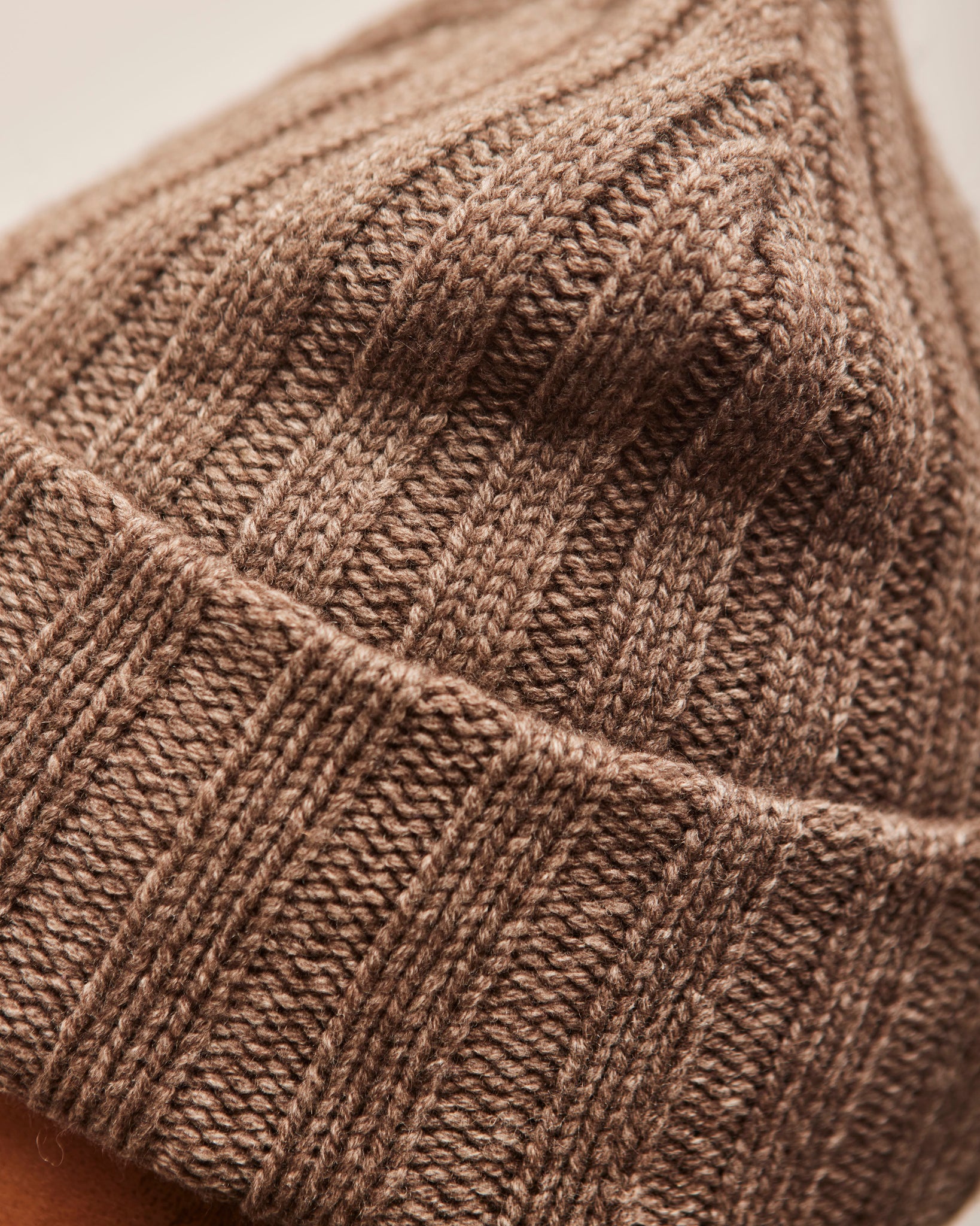 Evan Kinori Two-Ply Knit Cap, Natural Brown