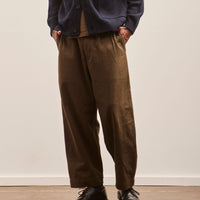 Evan Kinori Two Pleat Pant, Dark Olive Cotton/Linen Gabardine