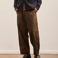 Evan Kinori Two Pleat Pant, Dark Olive Cotton/Linen Gabardine