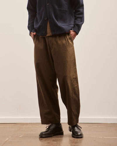 Evan Kinori Two Pleat Pant, Dark Olive Cotton/Linen Gabardine