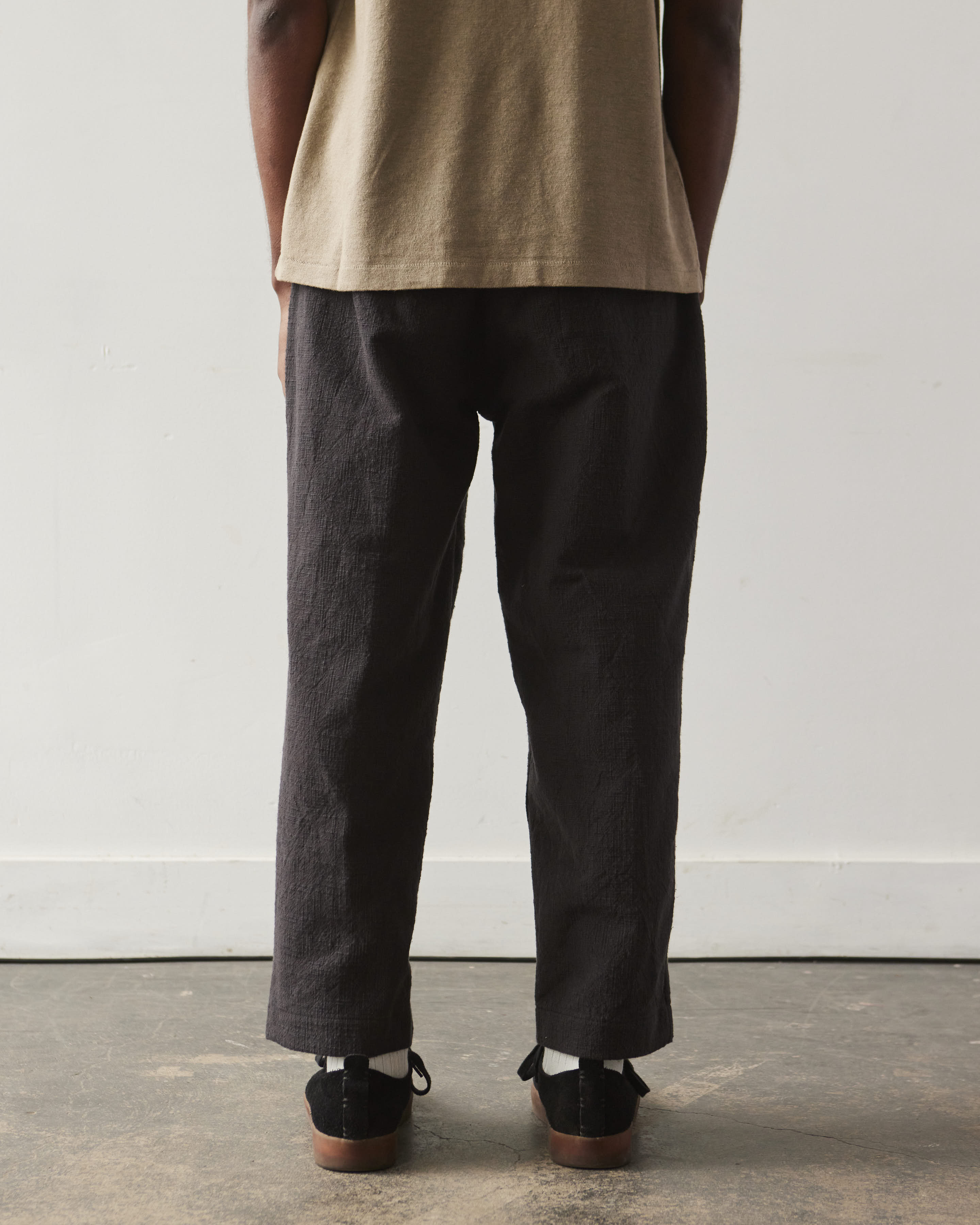 evan kinori 黒 pant 32 single pleat wool Single Pleat Pant - Brushed Wool/Cashmere Flannel, Navy