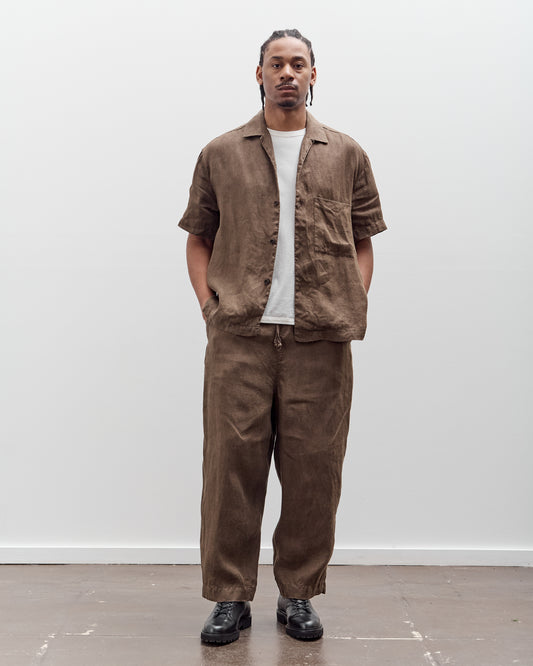Evan Kinori Short Sleeve Shirt, Sumi Ink Hemp Twill