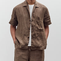 Evan Kinori Short Sleeve Shirt, Sumi Ink Hemp Twill