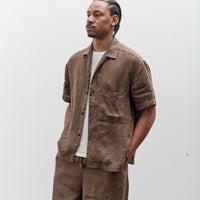 Evan Kinori Short Sleeve Shirt, Sumi Ink Hemp Twill