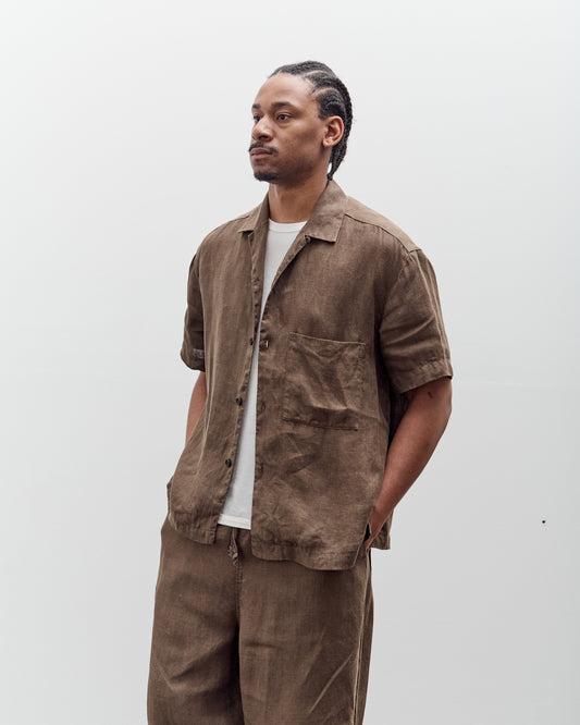 Evan Kinori Short Sleeve Shirt, Sumi Ink Hemp Twill