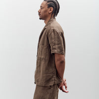 Evan Kinori Short Sleeve Shirt, Sumi Ink Hemp Twill