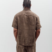 Evan Kinori Short Sleeve Shirt, Sumi Ink Hemp Twill