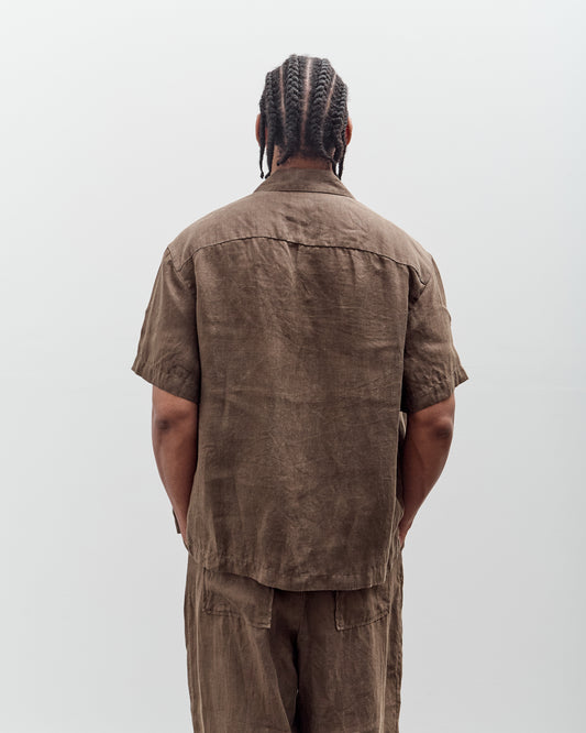 Evan Kinori Short Sleeve Shirt, Sumi Ink Hemp Twill