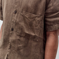 Evan Kinori Short Sleeve Shirt, Sumi Ink Hemp Twill