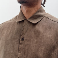 Evan Kinori Short Sleeve Shirt, Sumi Ink Hemp Twill