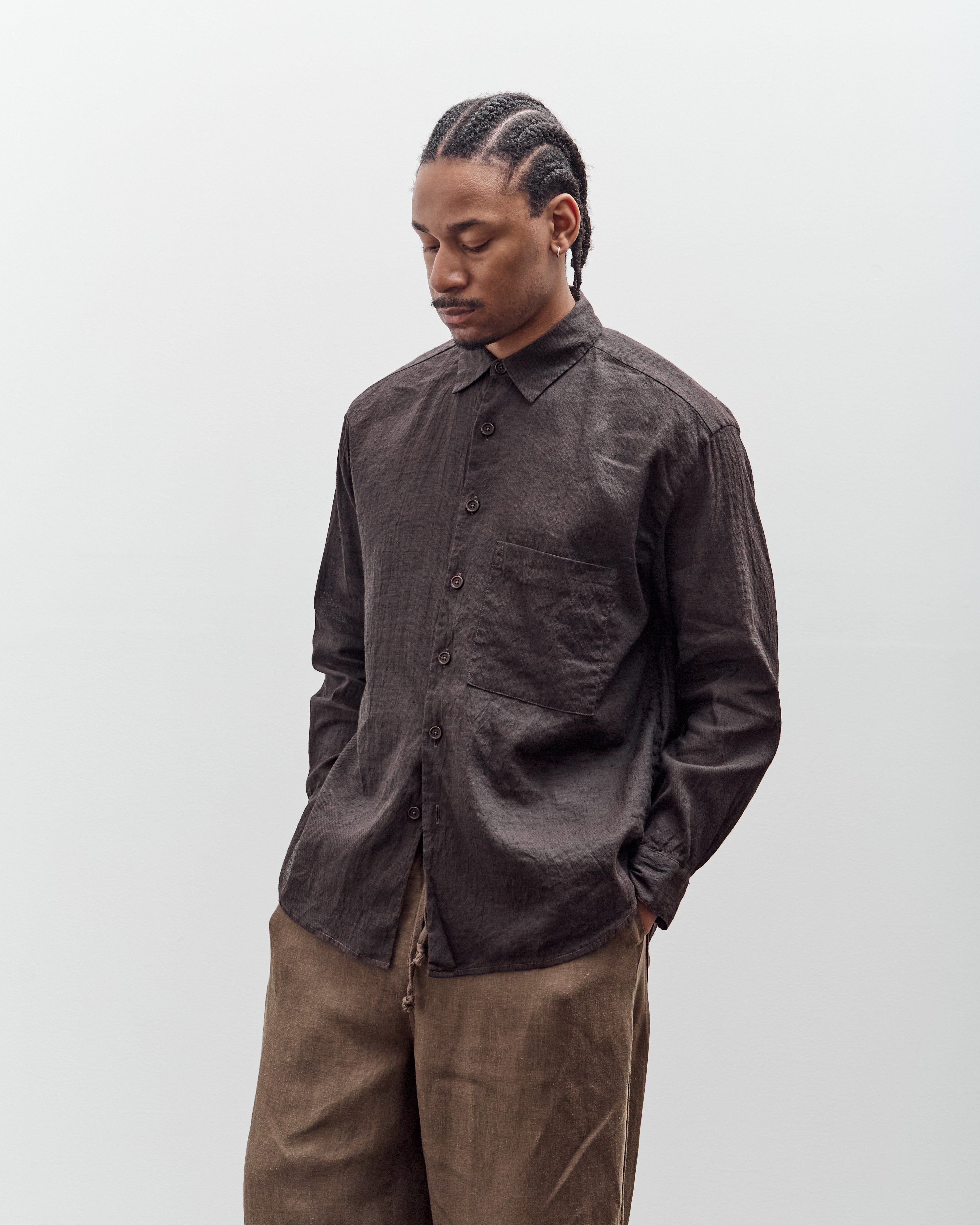Evan Kinori Big Shirt Two, Yarn Dyed Linen / Cotton Summercloth