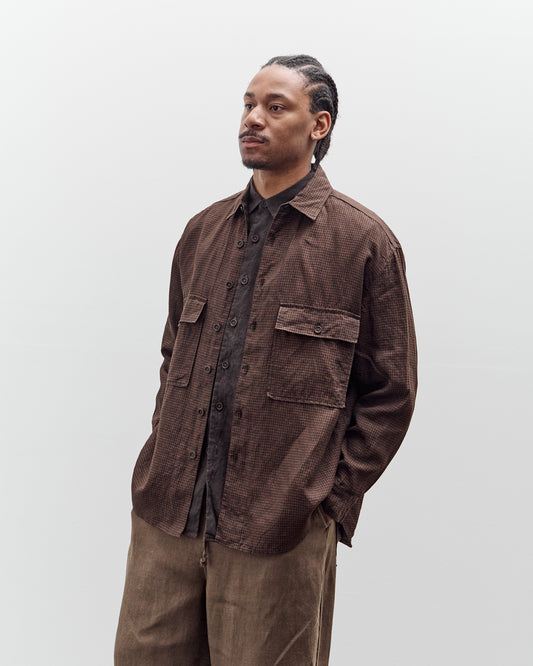 Evan Kinori Big Shirt, Logwood Linen Check