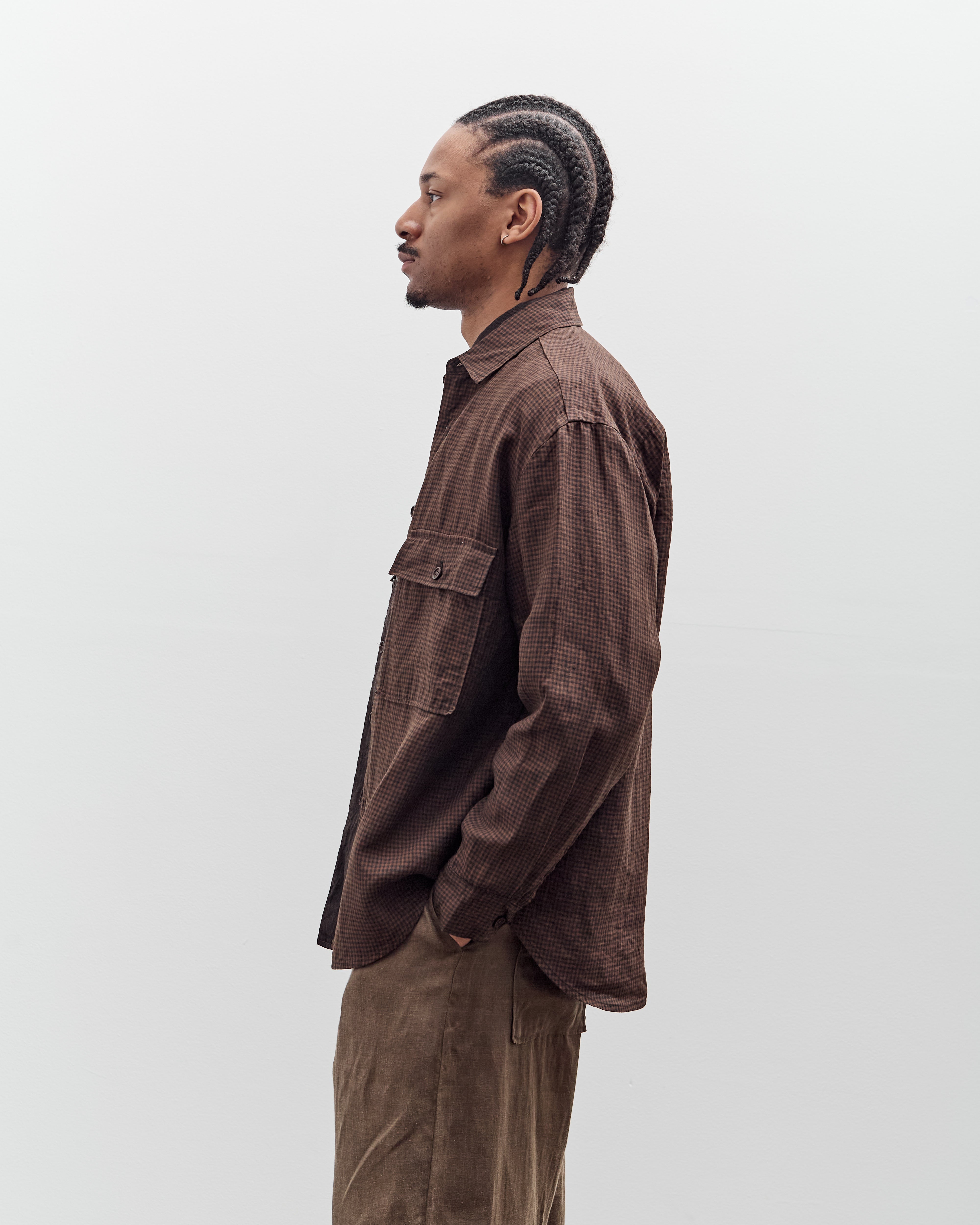 Evan Kinori Big Shirt, Logwood Linen Check – Glasswing