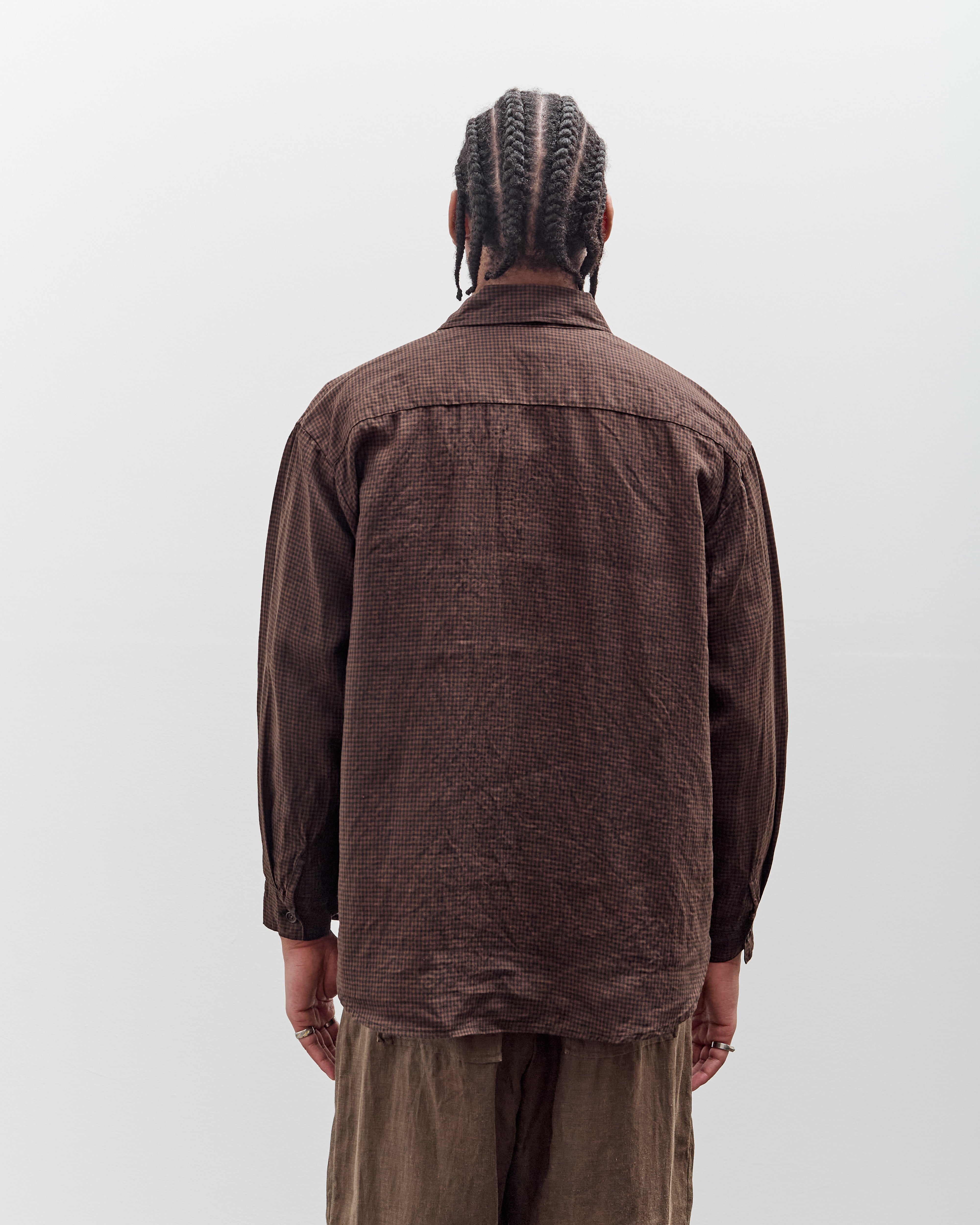 Evan Kinori Big Shirt, Logwood Linen Check – Glasswing