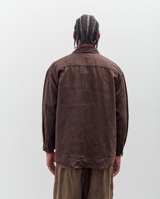 Evan Kinori Big Shirt, Logwood Linen Check