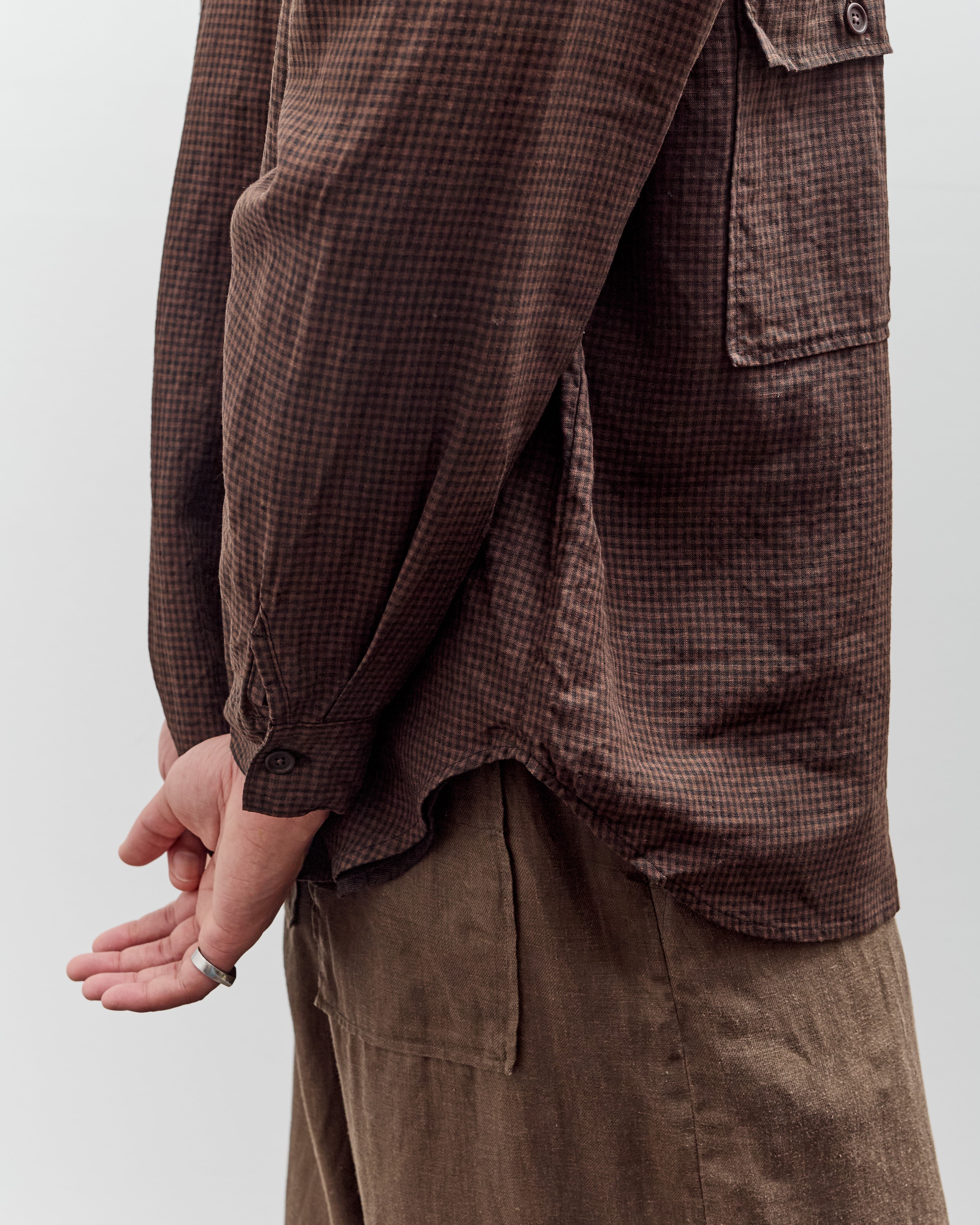 Evan Kinori Big Shirt, Logwood Linen Check – Glasswing