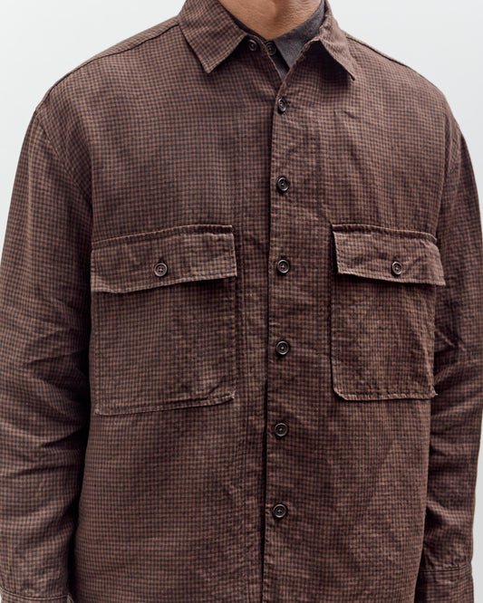 Evan Kinori Big Shirt, Logwood Linen Check