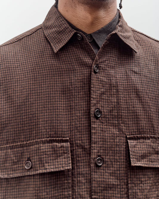 Evan Kinori Big Shirt, Logwood Linen Check