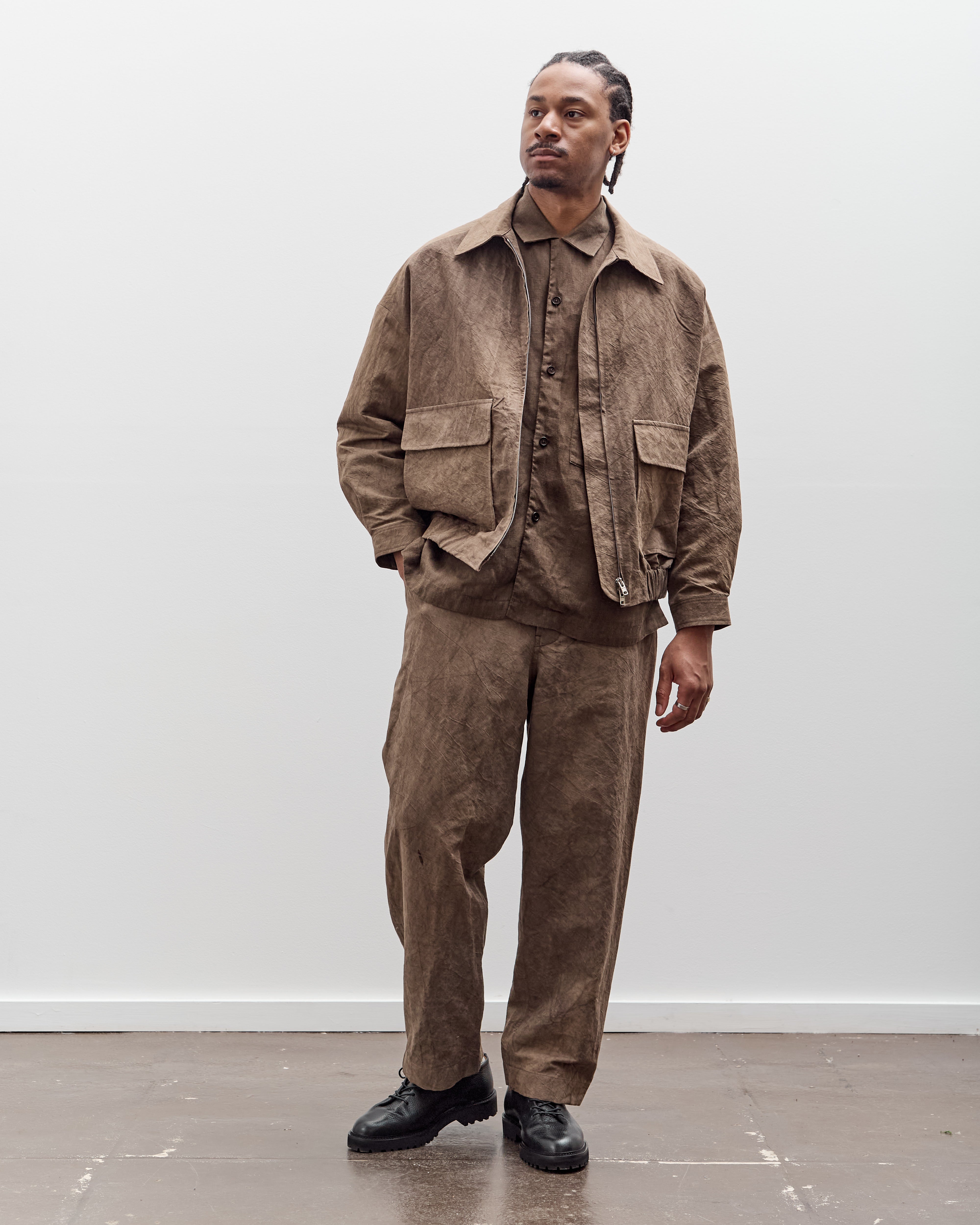 Evan Kinori Zip Jacket Two, Natural Dye Cotton/Washi Twill – Glasswing
