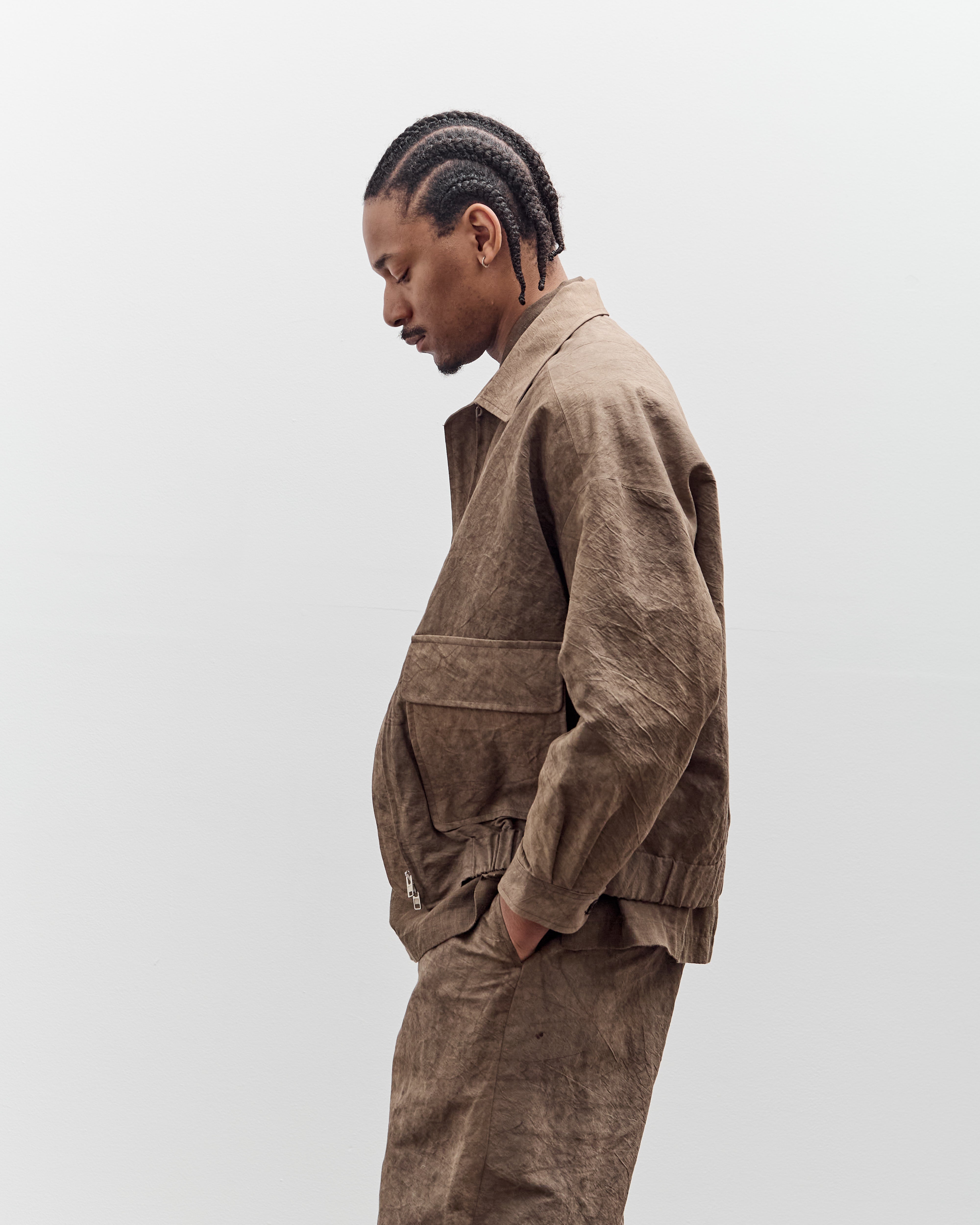 Evan Kinori Zip Jacket Two, Natural Dye Cotton/Washi Twill – Glasswing