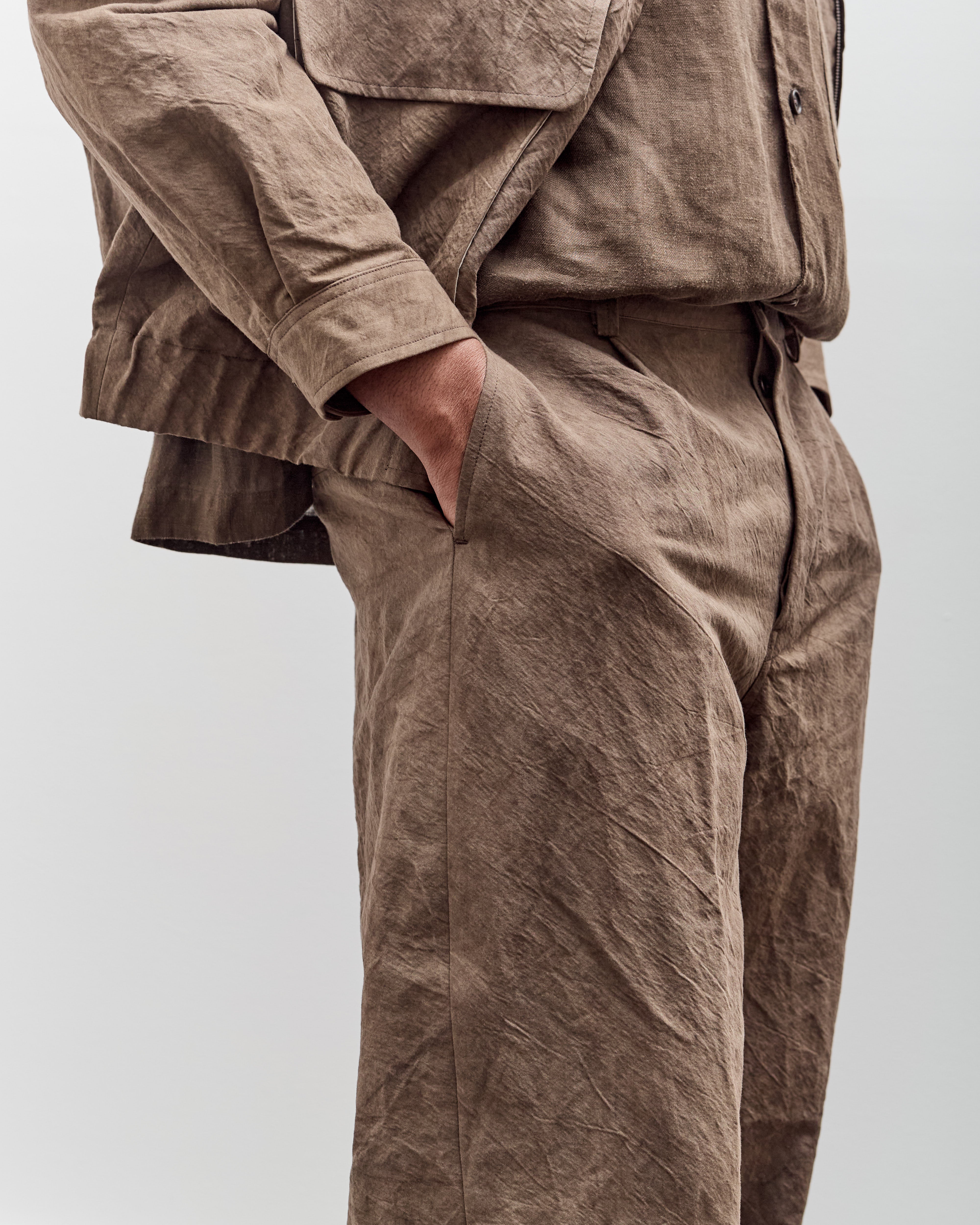 Evan Kinori Single Pleat Pant, Natural Dye Cotton/Washi Twill