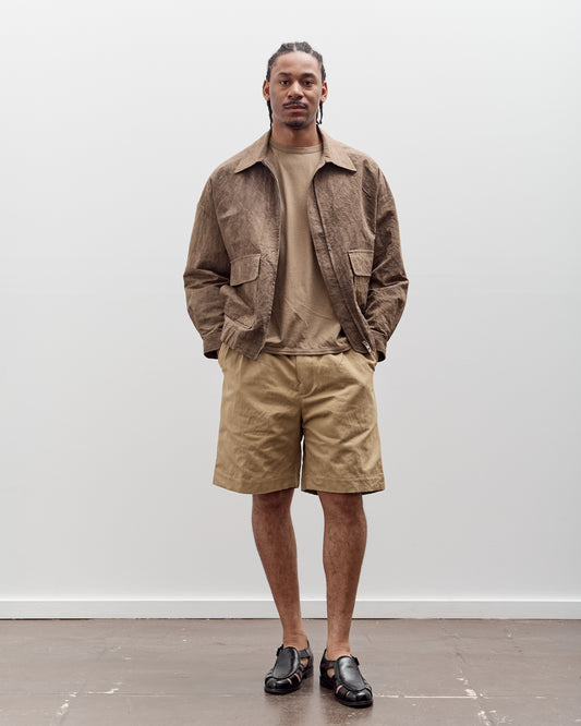 Evan Kinori Two Pleat Short, Gallnut Cotton / Washi Twill