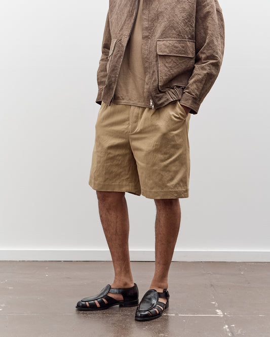 Evan Kinori Two Pleat Short, Gallnut Cotton / Washi Twill