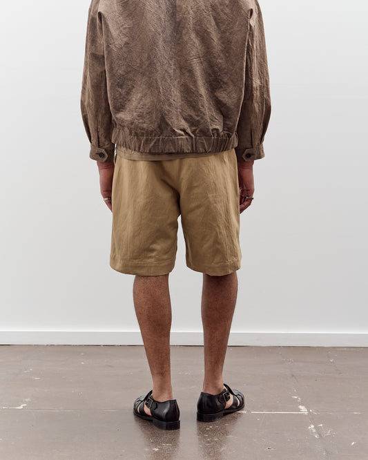 Evan Kinori Two Pleat Short, Gallnut Cotton / Washi Twill