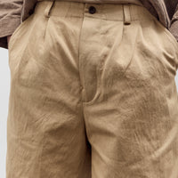 Evan Kinori Two Pleat Short, Gallnut Cotton / Washi Twill
