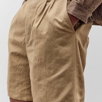 Evan Kinori Two Pleat Short, Gallnut Cotton / Washi Twill