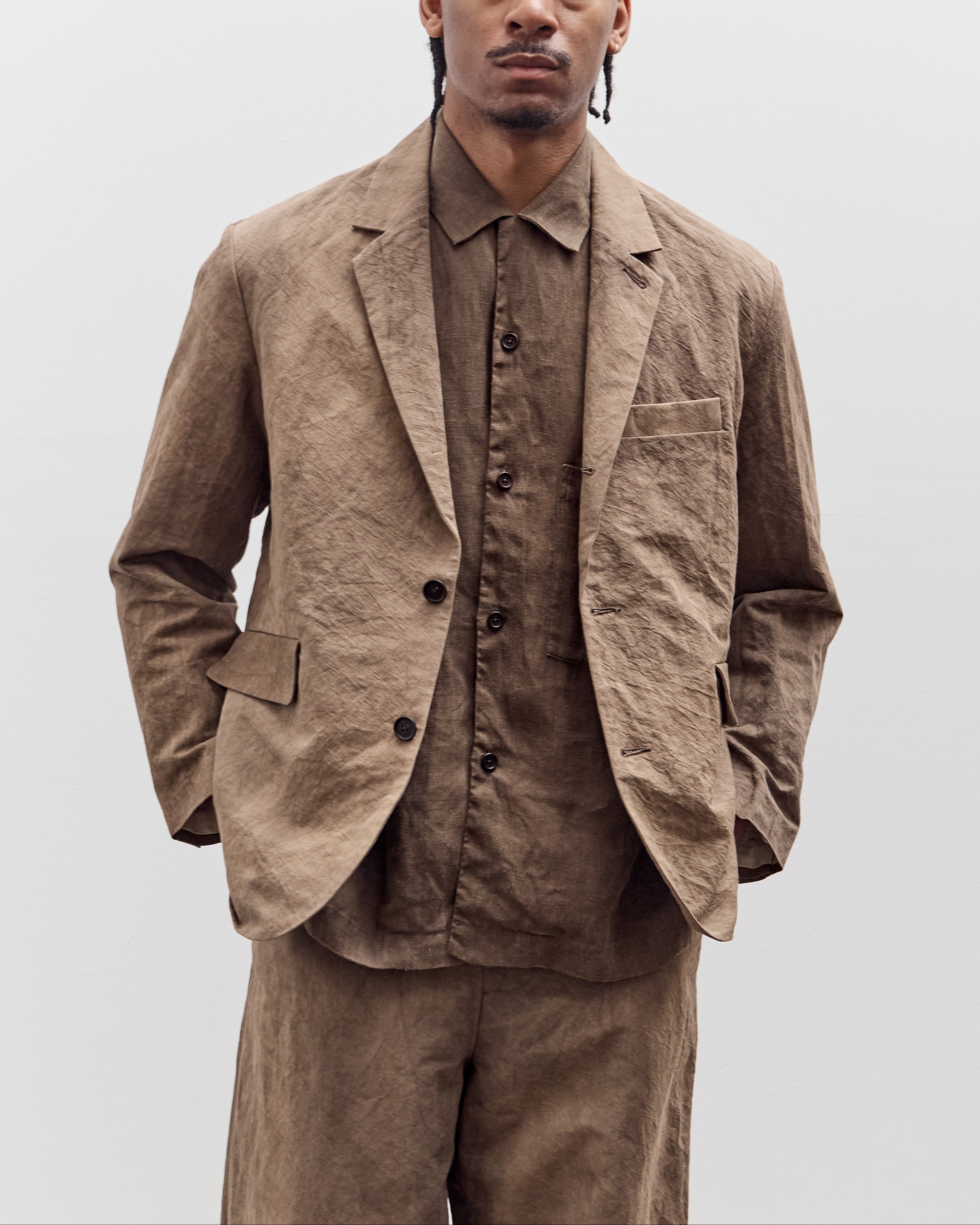 Evan Kinori Three Button Jacket, Natural Dye Cotton/Washi Twill