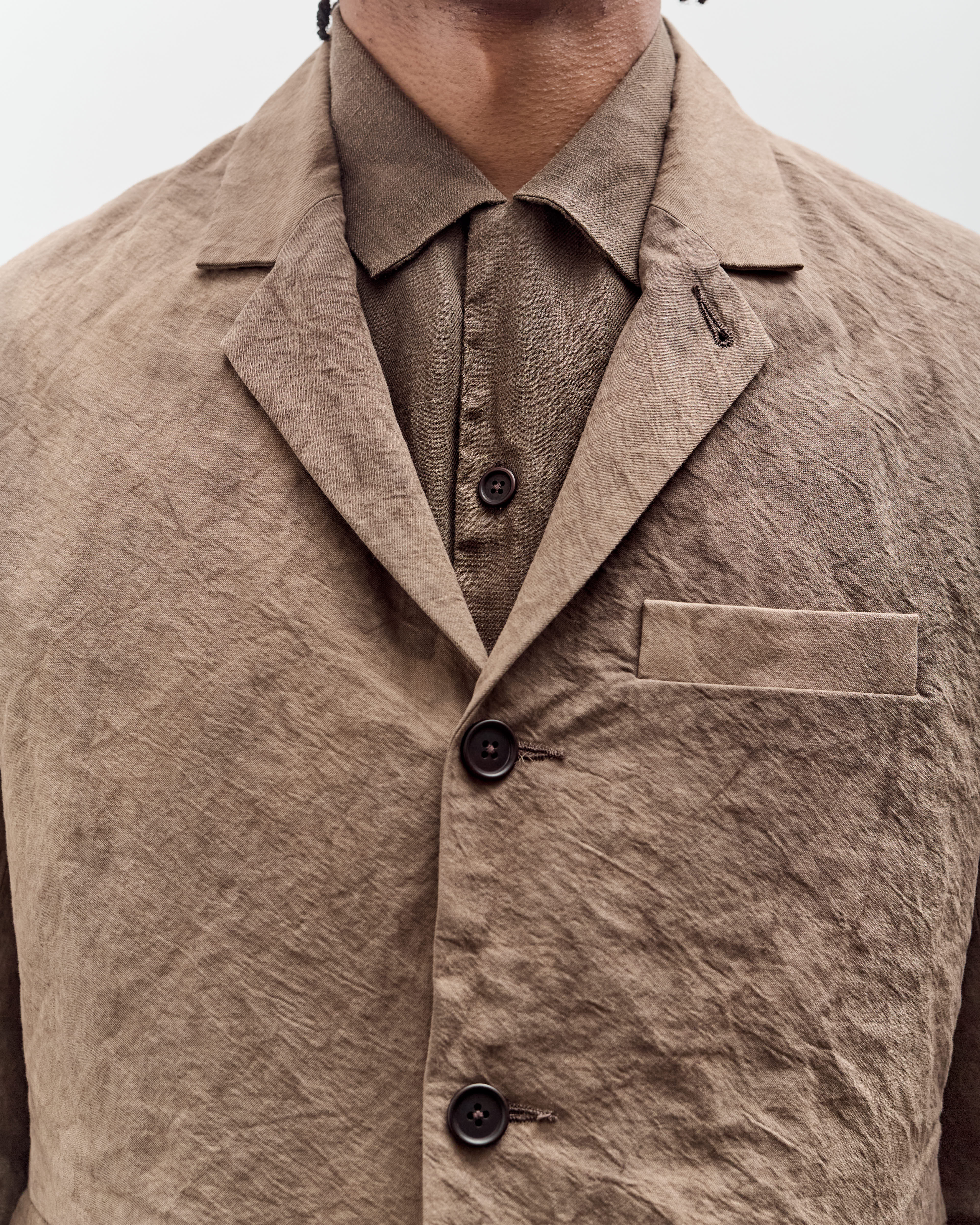 Evan Kinori Three Button Jacket, Natural Dye Cotton/Washi Twill