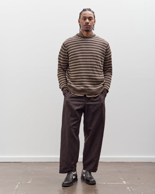 Evan Kinori Thin Stripe Sweater, Brown / Taupe Linen
