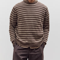 Evan Kinori Thin Stripe Sweater, Brown / Taupe Linen