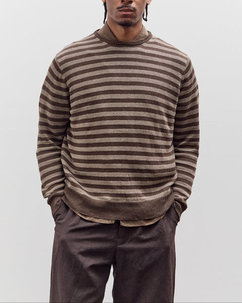 Evan Kinori Thin Stripe Sweater, Brown / Taupe Linen – Glasswing