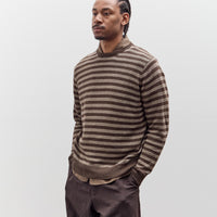 Evan Kinori Thin Stripe Sweater, Brown / Taupe Linen