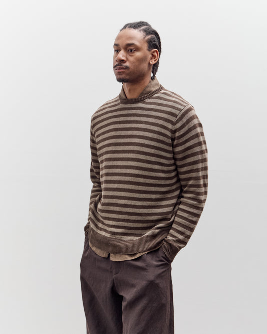 Evan Kinori Thin Stripe Sweater, Brown / Taupe Linen