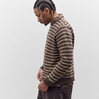 Evan Kinori Thin Stripe Sweater, Brown / Taupe Linen