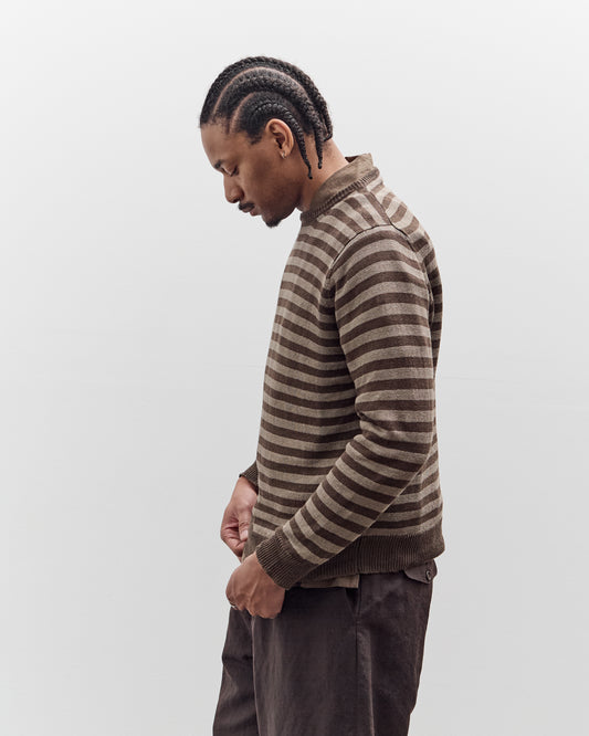 Evan Kinori Thin Stripe Sweater, Brown / Taupe Linen