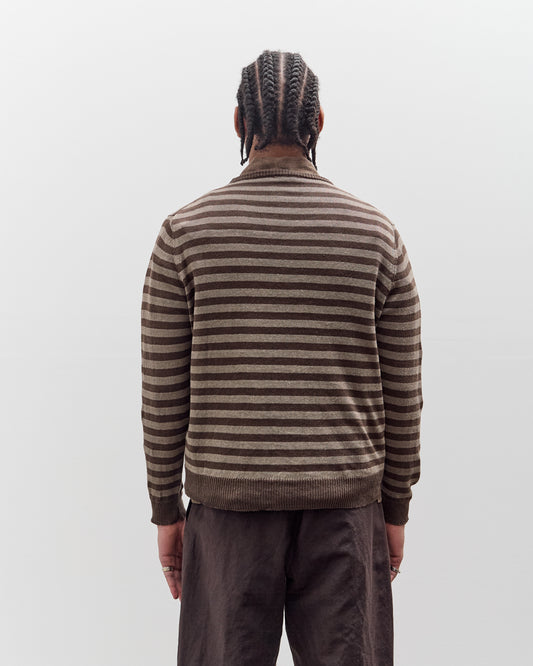 Evan Kinori Thin Stripe Sweater, Brown / Taupe Linen